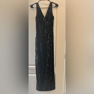 PAPELL BOUTIQUE Evening gorgeous Black sequined gown dress Size 4